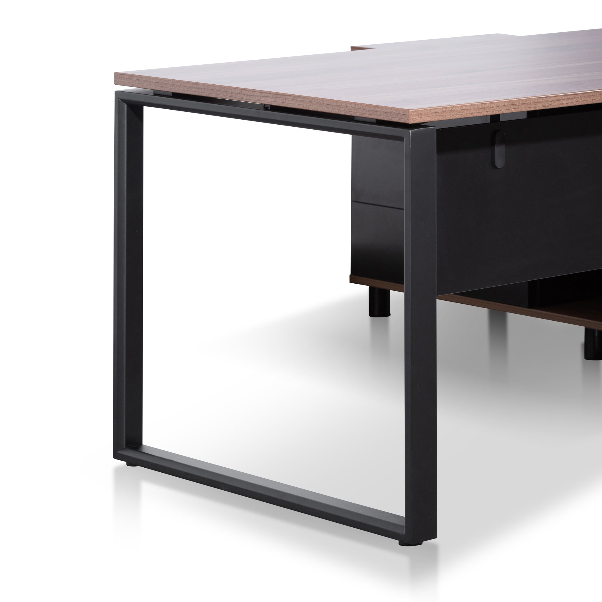 1.8m Milano Executive Desk Left Return with Black Legs - Walnut