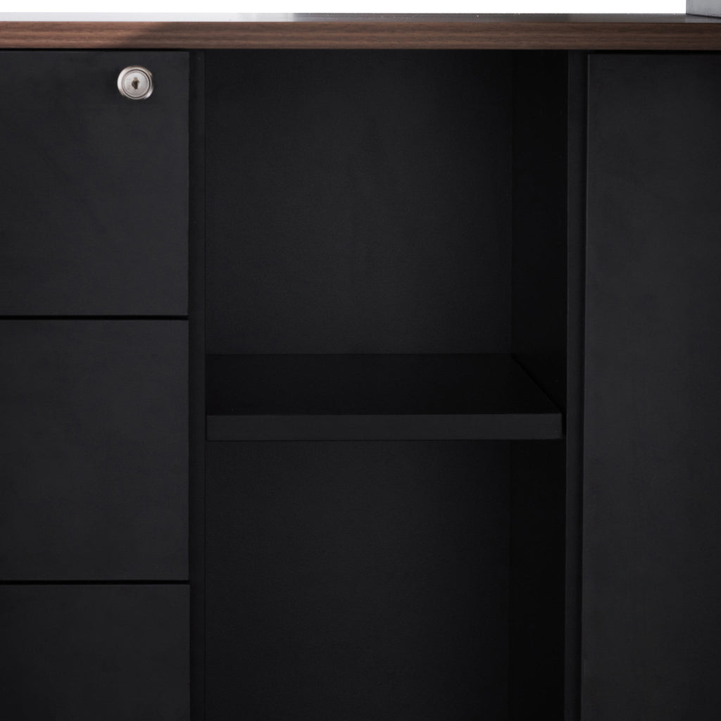 1.8m Milano Executive Desk Left Return with Black Legs - Walnut