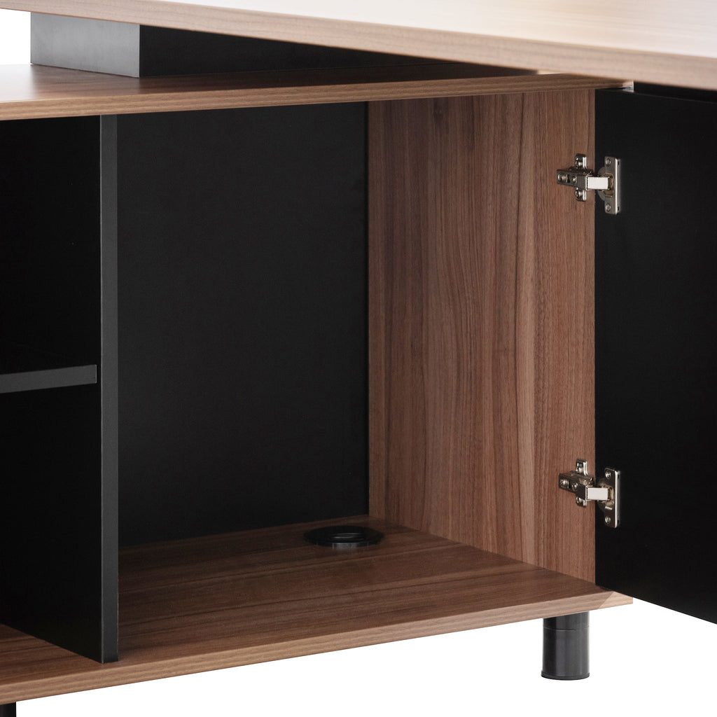 1.8m Milano Executive Desk Left Return with Black Legs - Walnut