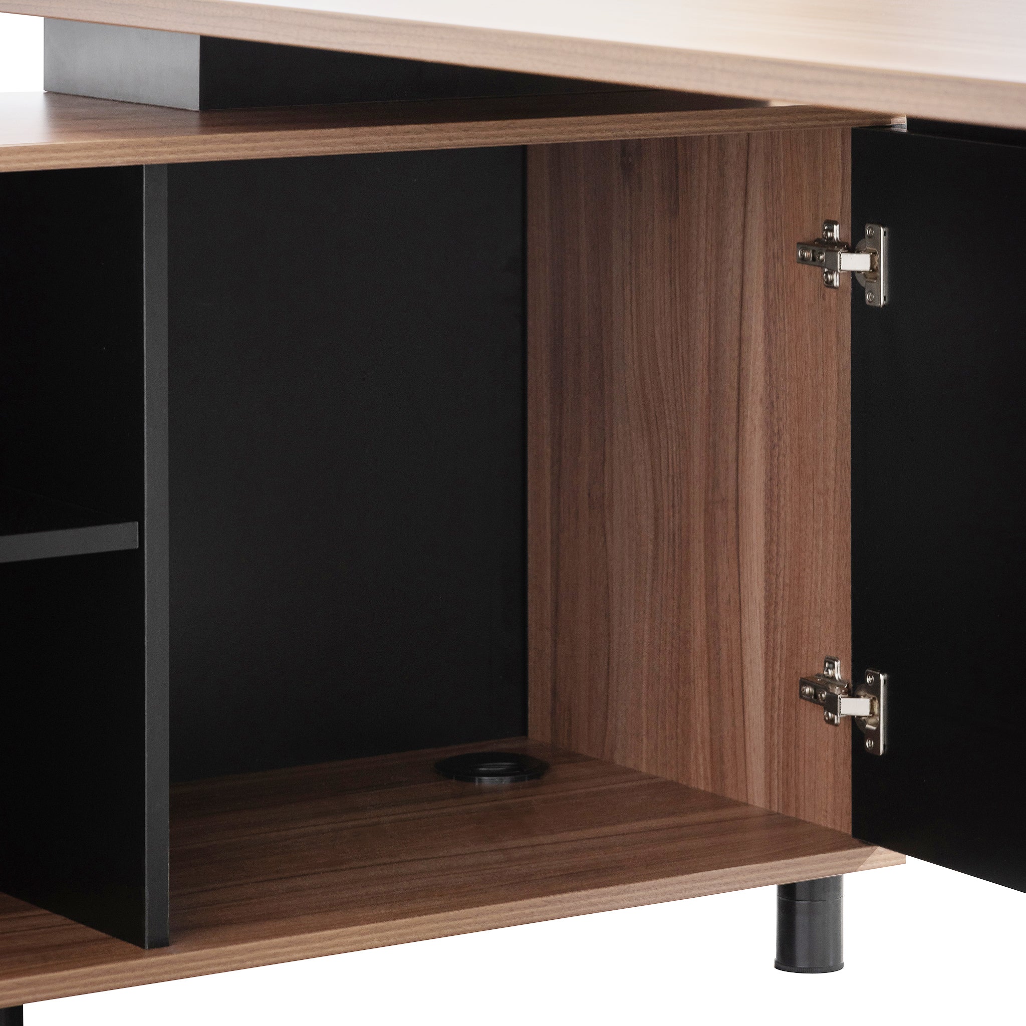 1.8m Milano Executive Desk Left Return with Black Legs - Walnut