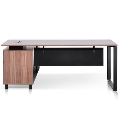 1.8m Milano Executive Desk Right Return with Black Legs - Walnut