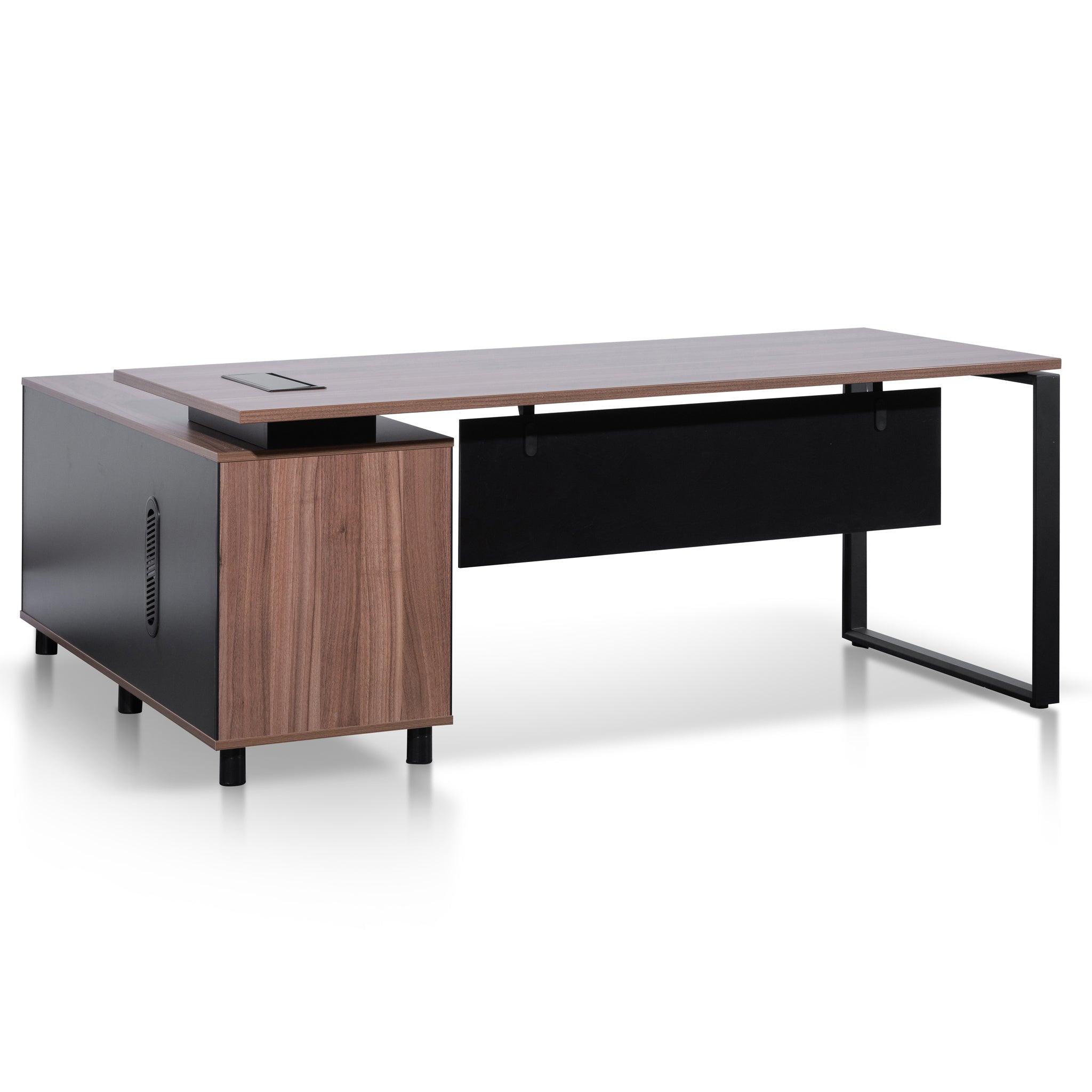 1.8m Milano Executive Desk Right Return with Black Legs - Walnut