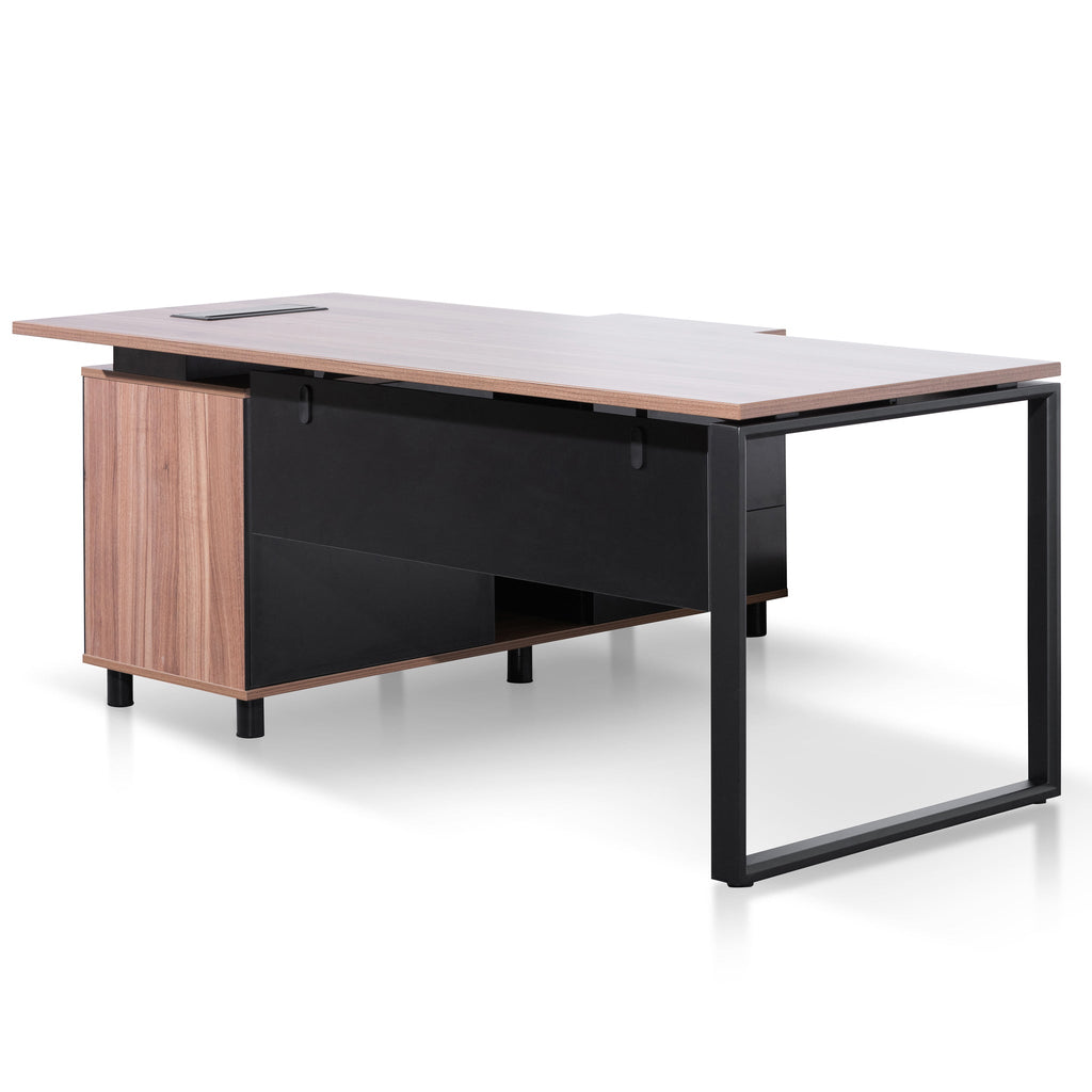 1.8m Milano Executive Desk Right Return with Black Legs - Walnut