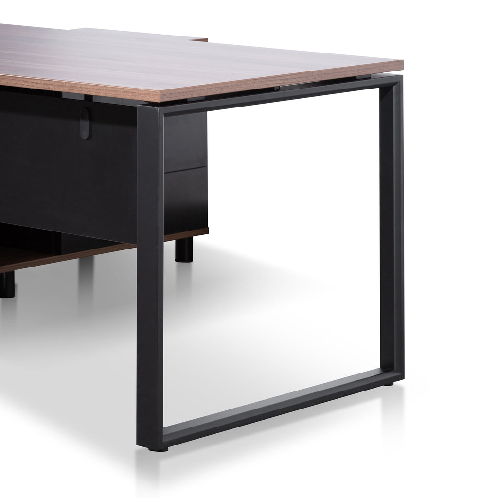 1.8m Milano Executive Desk Right Return with Black Legs - Walnut