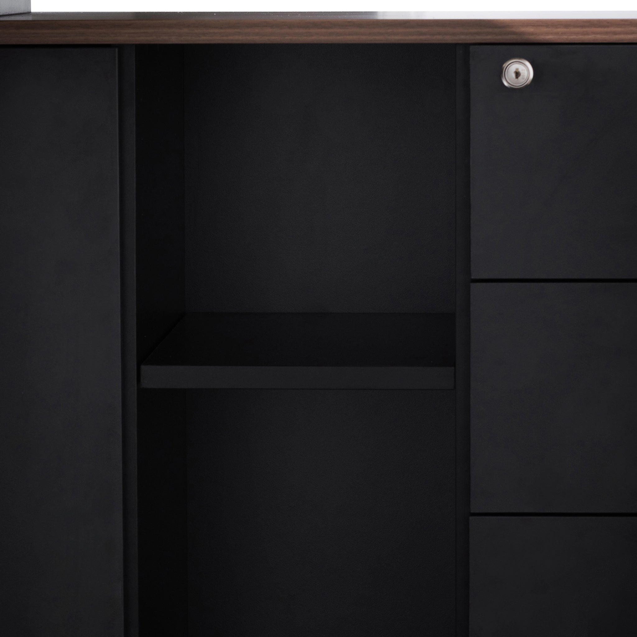 1.8m Milano Executive Desk Right Return with Black Legs - Walnut