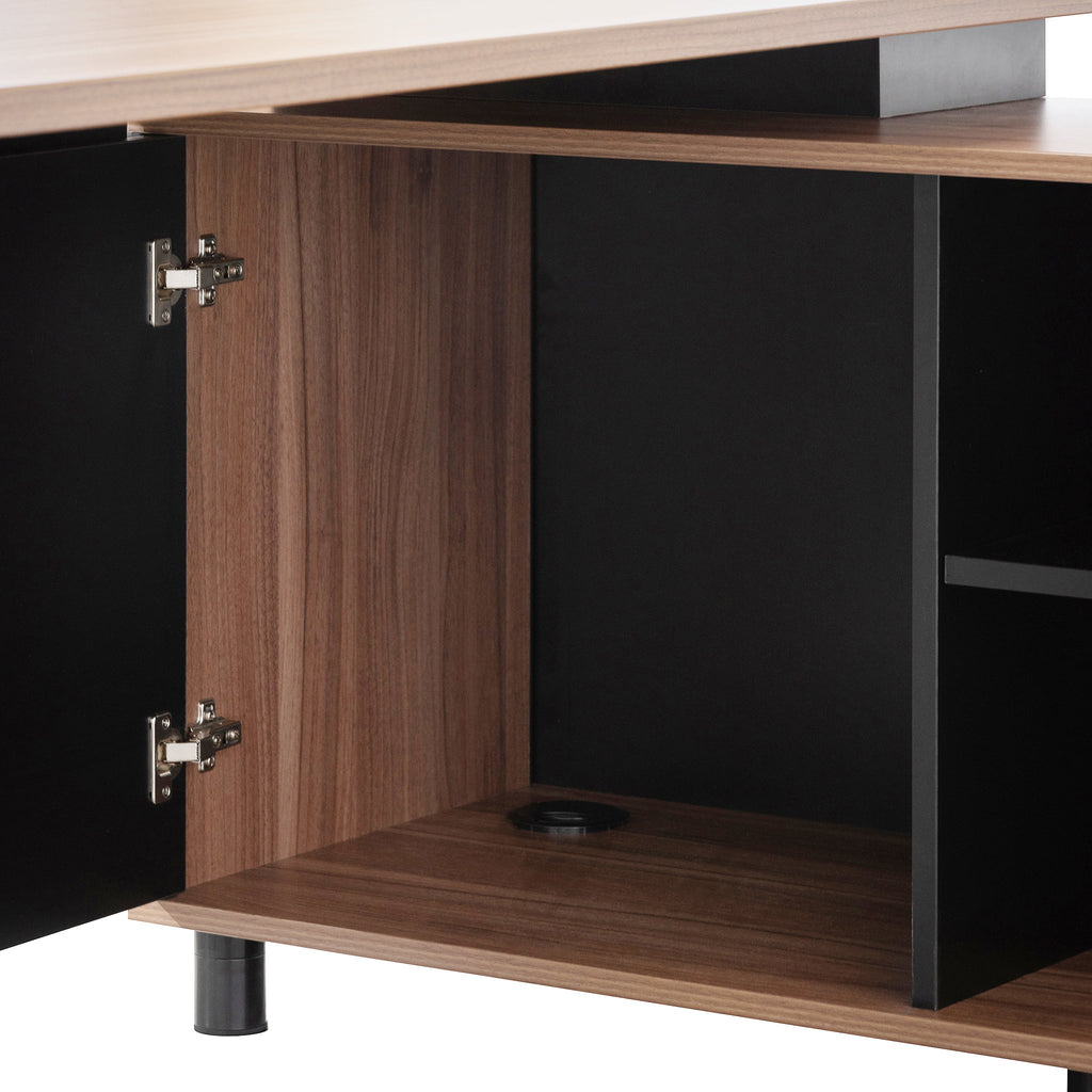 1.8m Milano Executive Desk Right Return with Black Legs - Walnut
