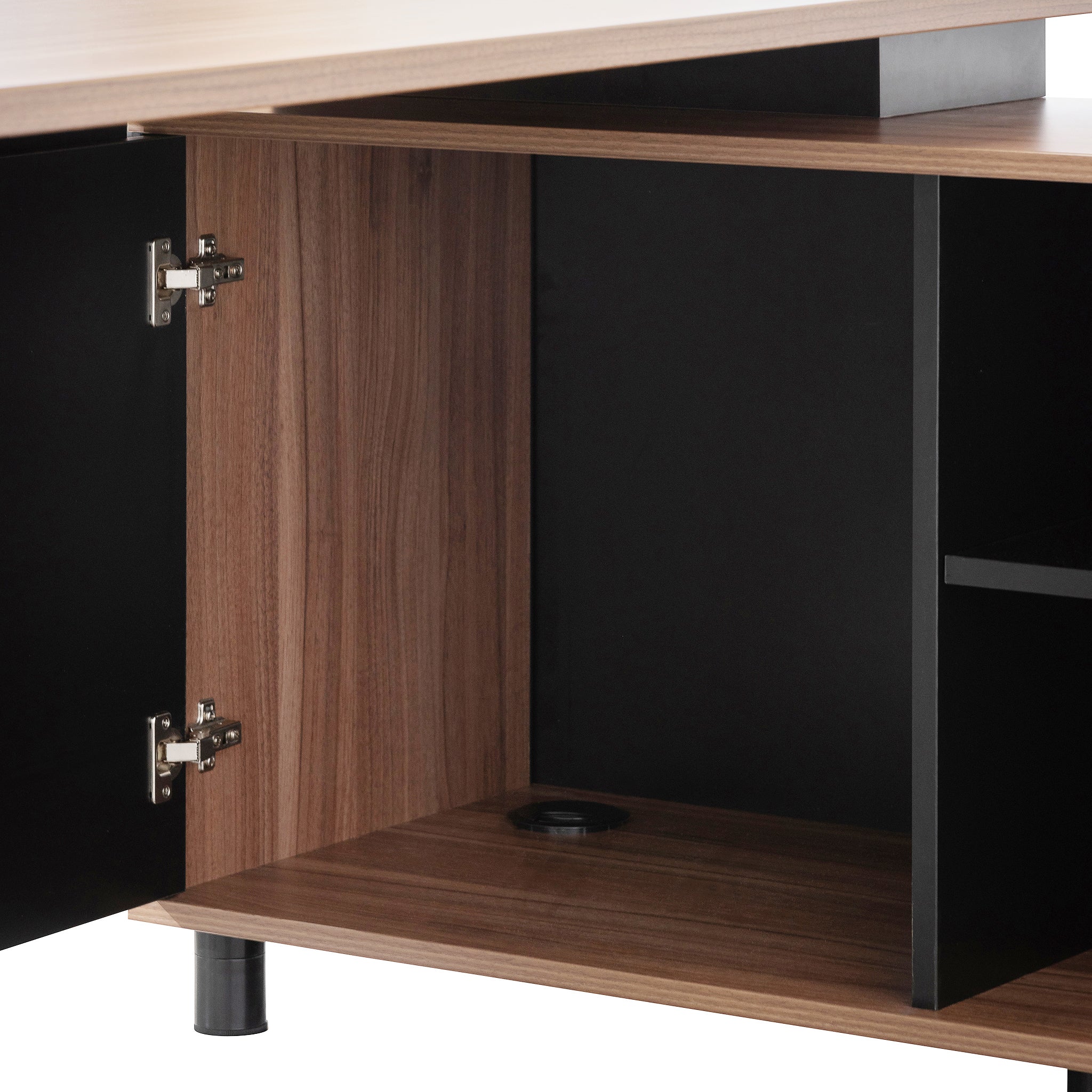 1.8m Milano Executive Desk Right Return with Black Legs - Walnut