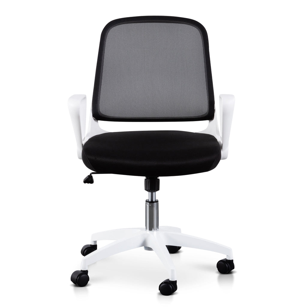 Black Milano Office Chair - White Arm and Base