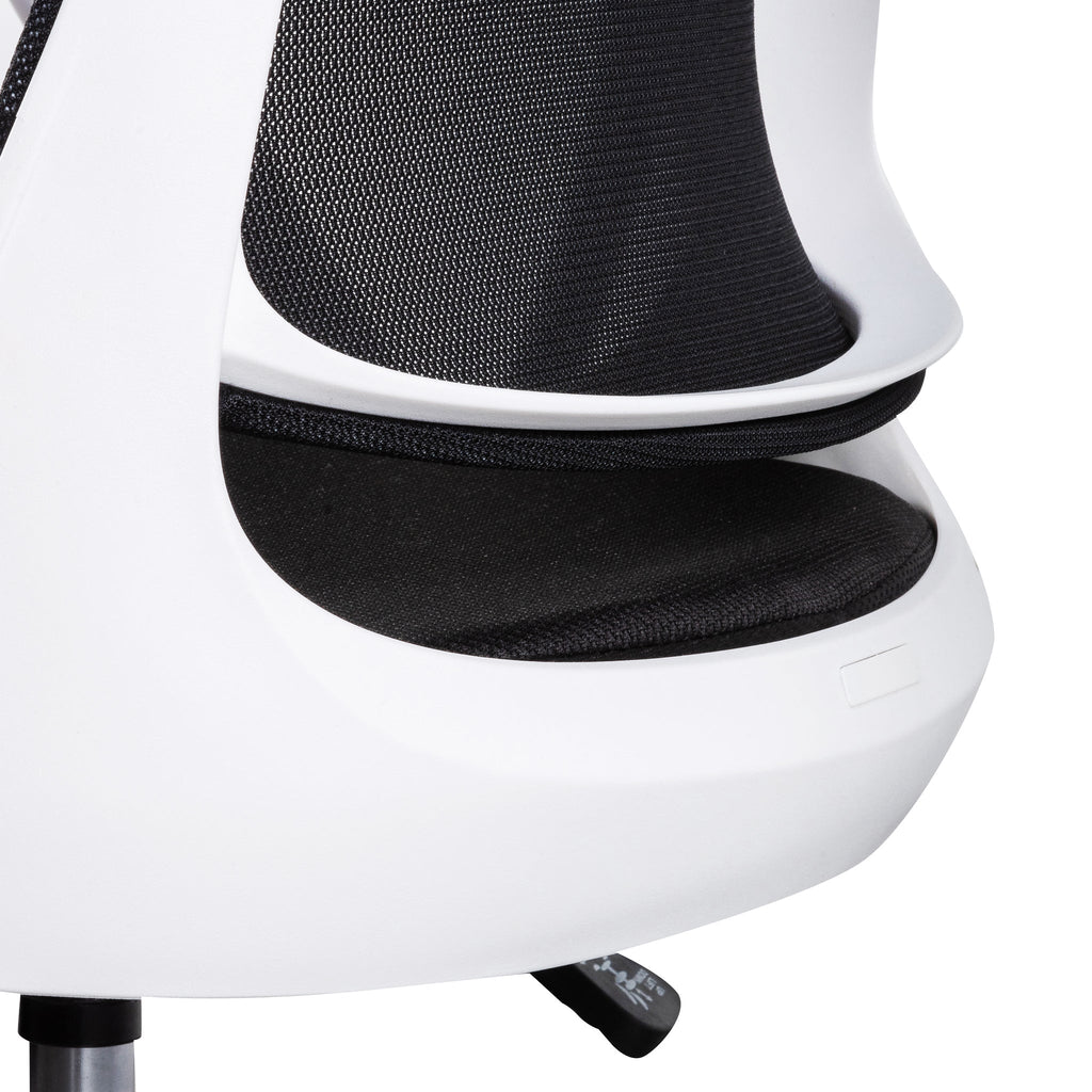 Black Milano Office Chair - White Arm and Base