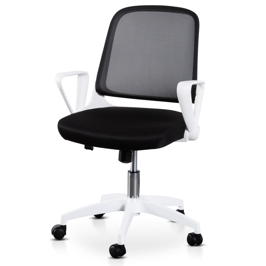Black Milano Office Chair - White Arm and Base
