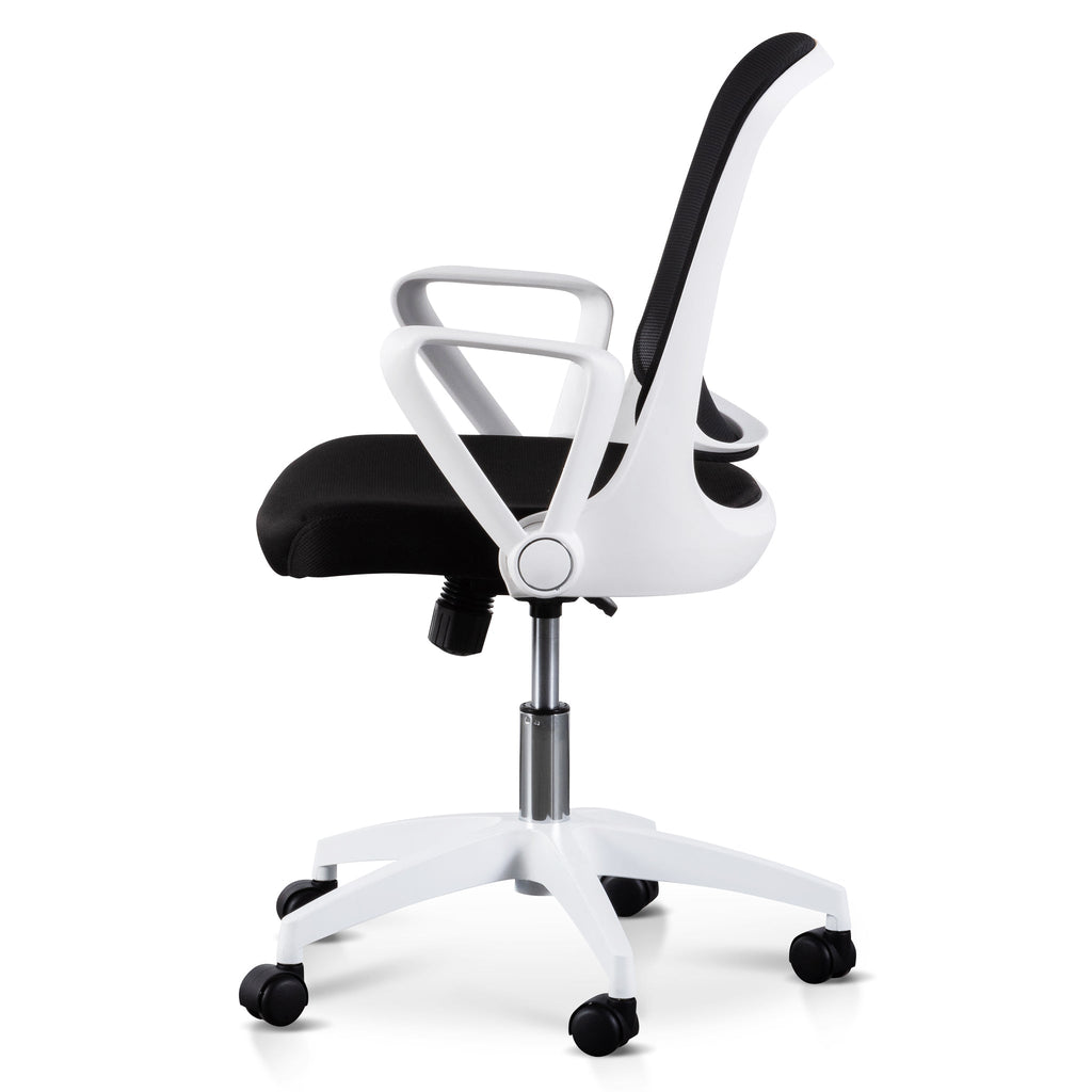 Black Milano Office Chair - White Arm and Base