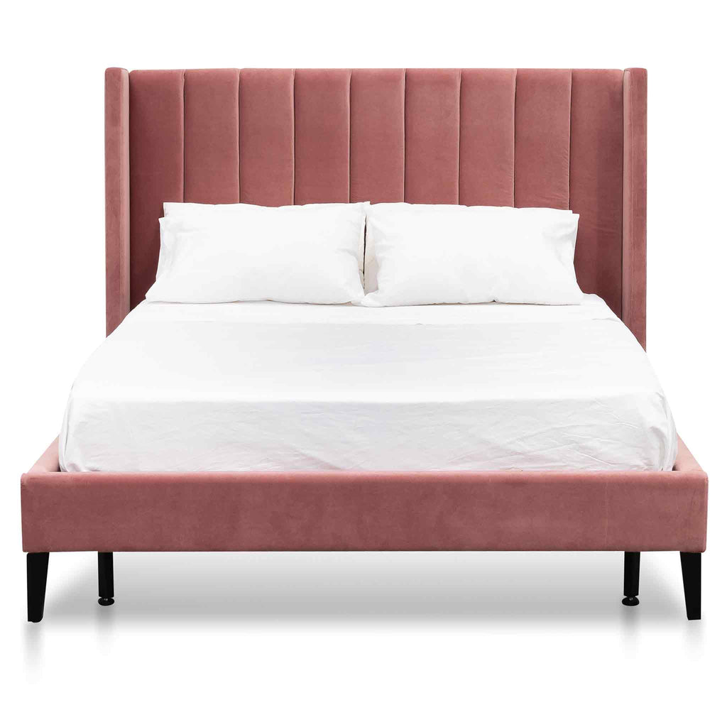 King Lazio Bed Frame - Blush Peach Velvet