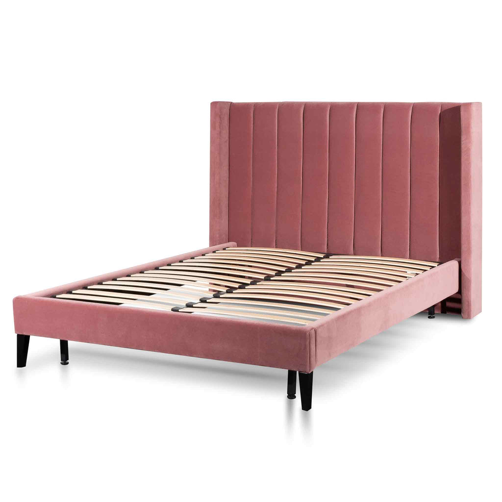 King Lazio Bed Frame - Blush Peach Velvet
