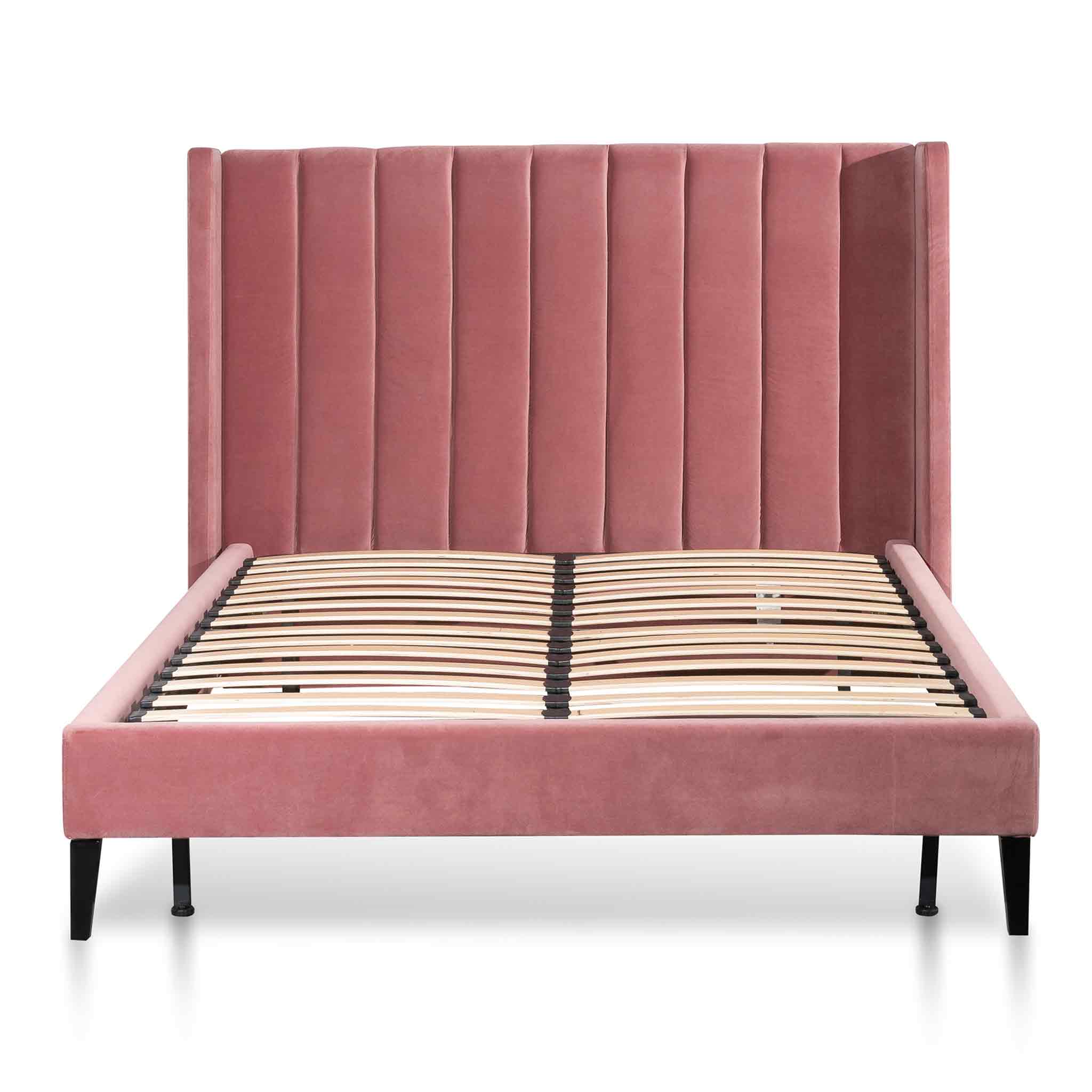 King Lazio Bed Frame - Blush Peach Velvet