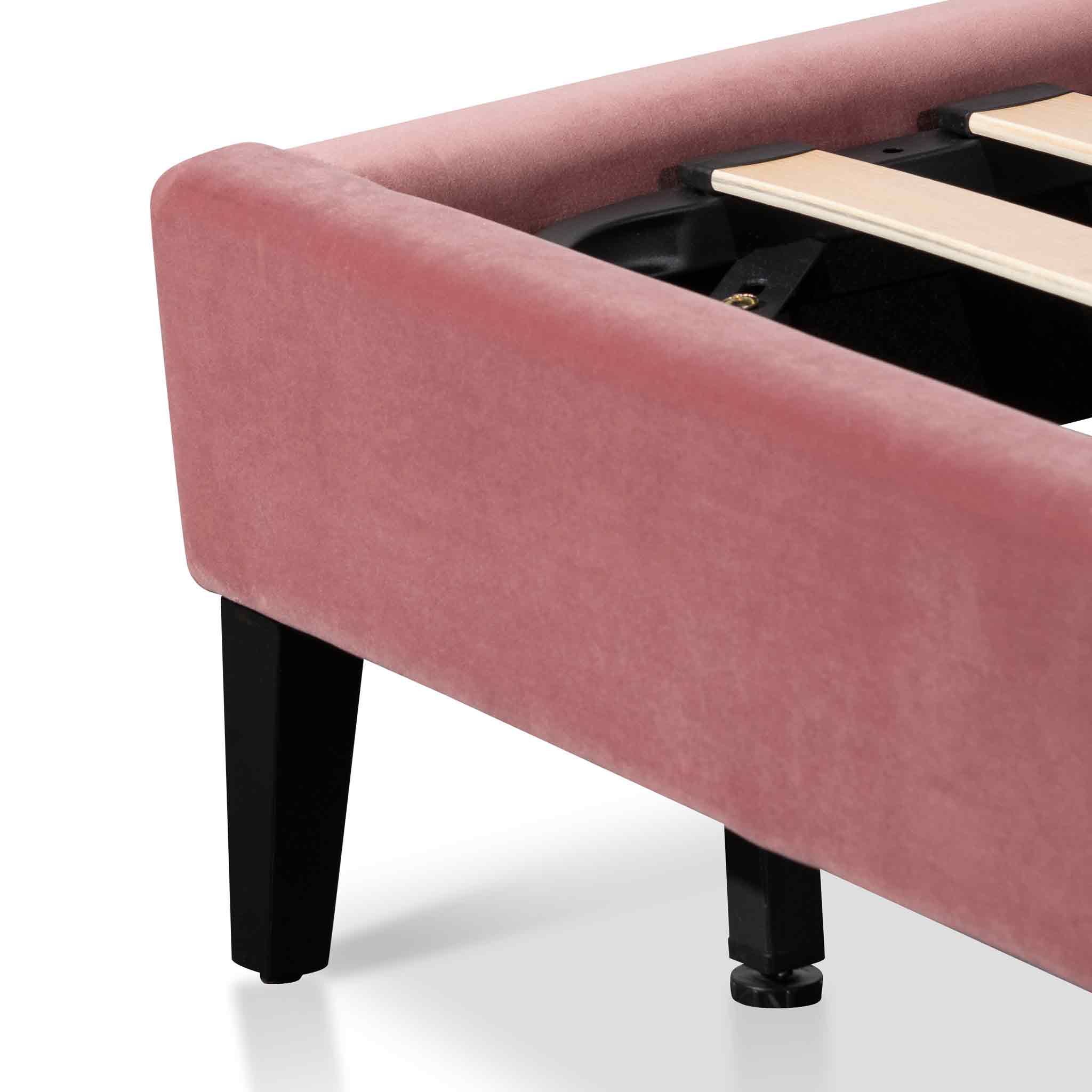 King Lazio Bed Frame - Blush Peach Velvet