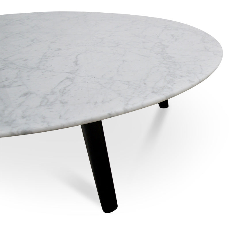 100cm Marble Venezia Coffee Table with Black Legs