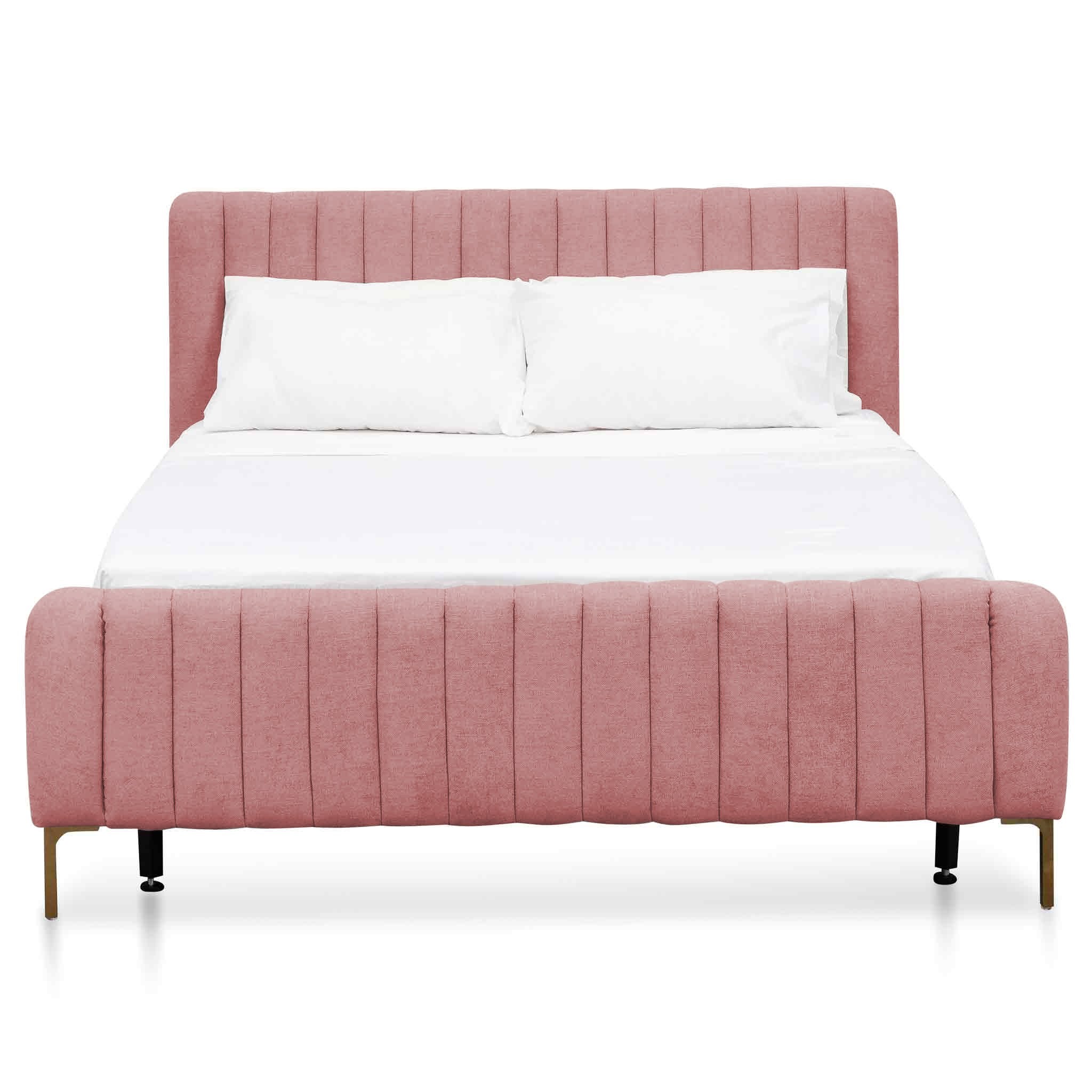 King Sized Lazio Bed Frame - Blush Peach Velvet