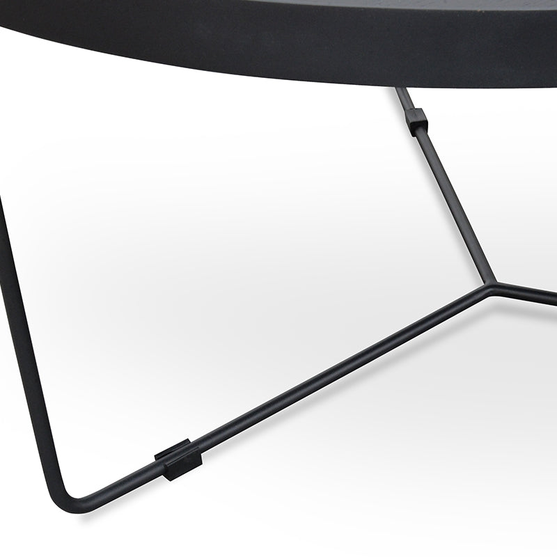 90cm Round Venezia Coffee Table - Black Oak Top - Black Frame - Last one