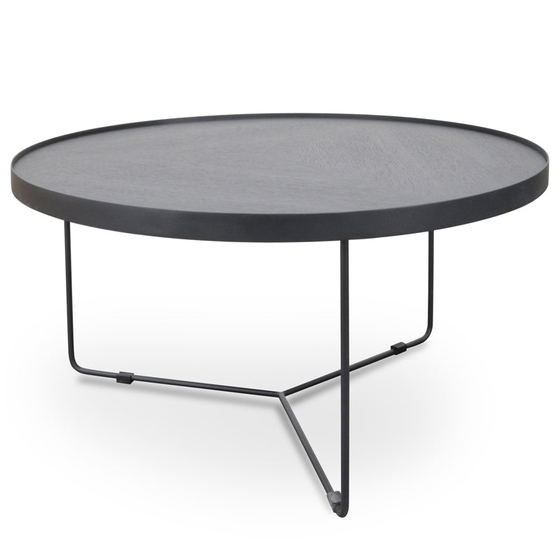90cm Round Venezia Coffee Table - Black Oak Top - Black Frame - Last one