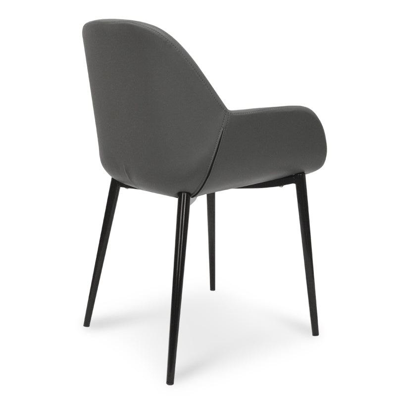 Verona Dining Chair in Charcoal Grey PU With Black Legs (Set of 2)