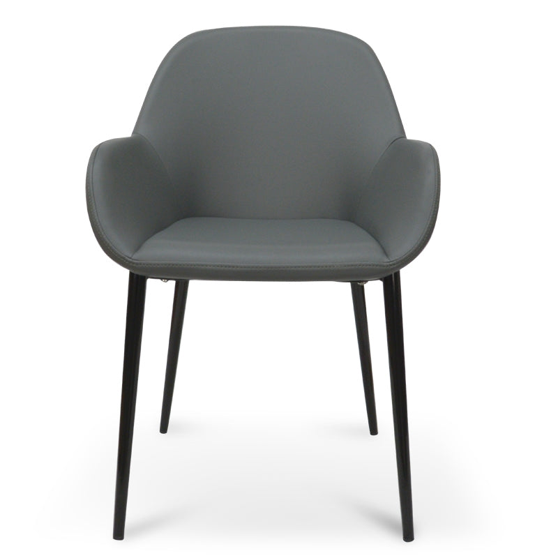 Verona Dining Chair in Charcoal Grey PU With Black Legs (Set of 2)