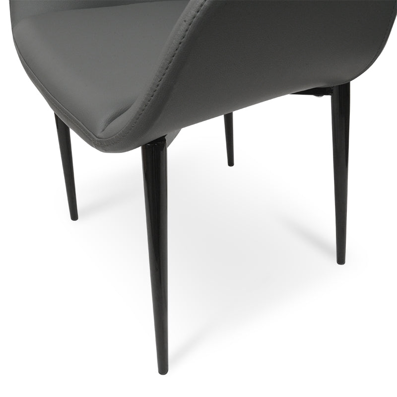 Verona Dining Chair in Charcoal Grey PU With Black Legs (Set of 2)