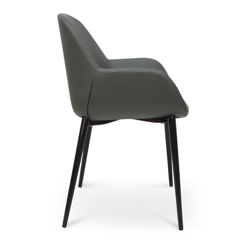 Verona Dining Chair in Charcoal Grey PU With Black Legs (Set of 2)