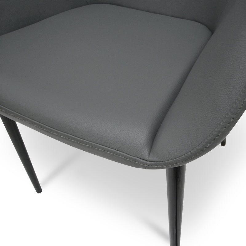 Verona Dining Chair in Charcoal Grey PU With Black Legs (Set of 2)
