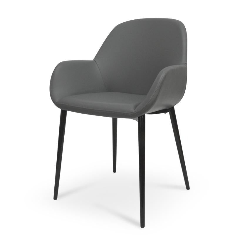 Verona Dining Chair in Charcoal Grey PU With Black Legs (Set of 2)
