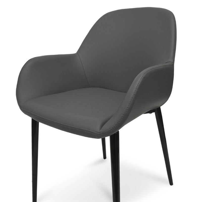 Verona Dining Chair in Charcoal Grey PU With Black Legs (Set of 2)