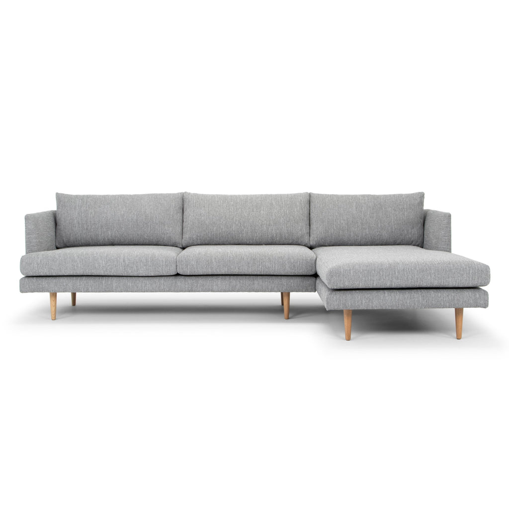 3 Seater With Right Chaise Sofa - Graphite Grey with Natural Legs