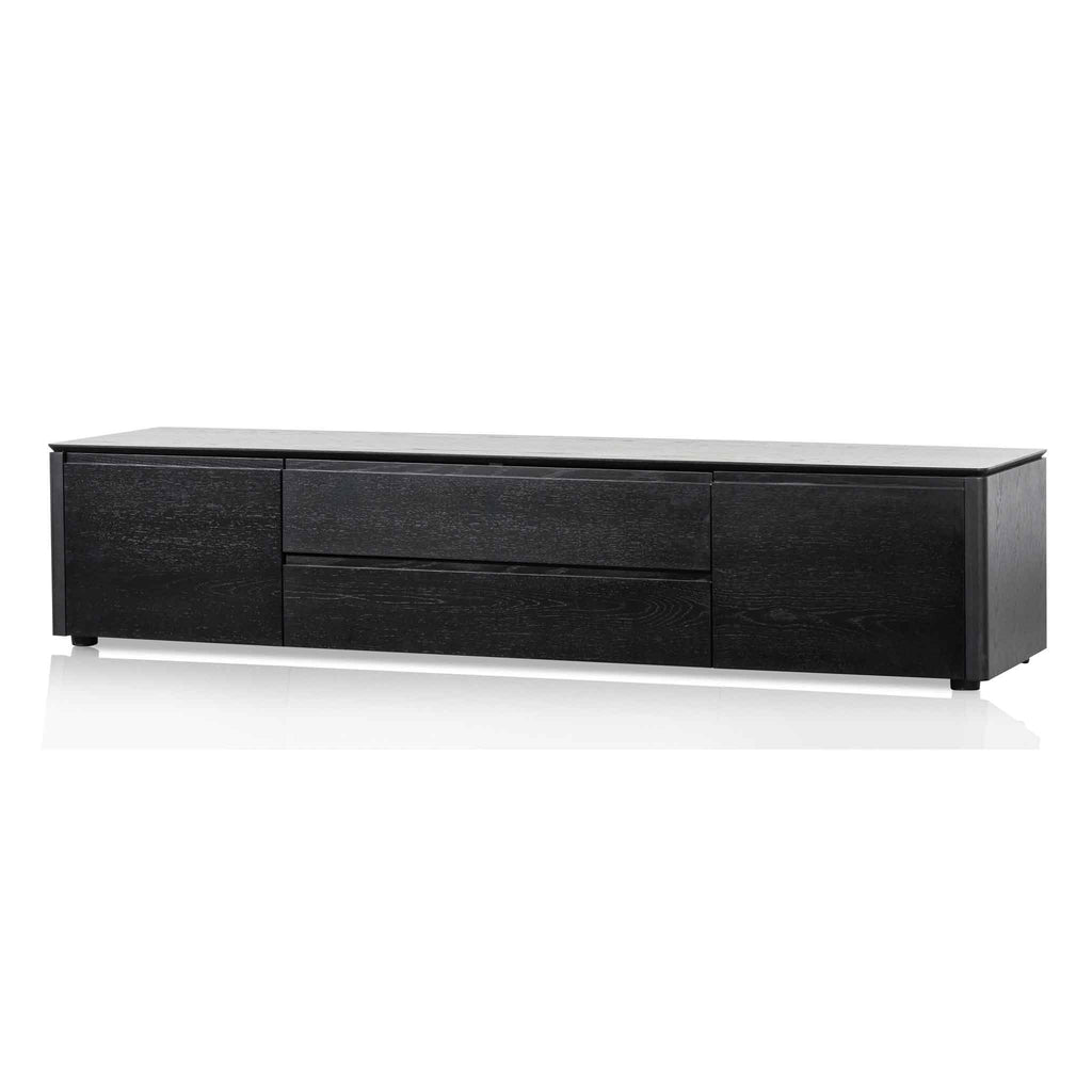 Palermo TV Entertainment Unit with Middle Drawer - Black Oak