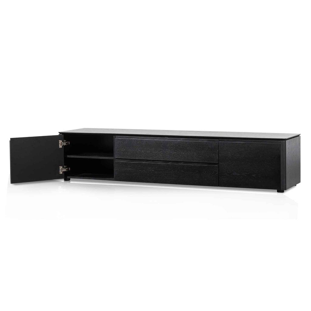 Palermo TV Entertainment Unit with Middle Drawer - Black Oak