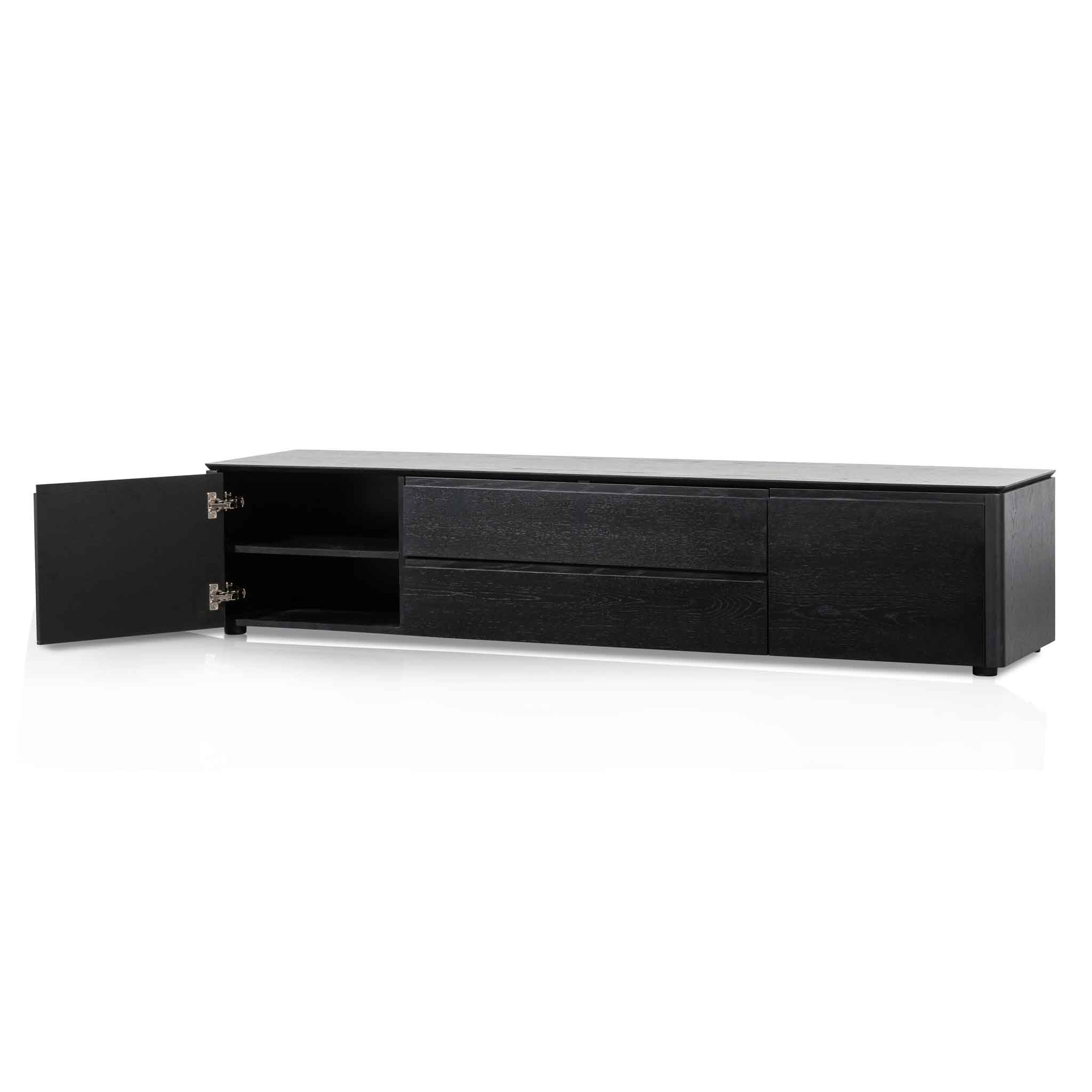Palermo TV Entertainment Unit with Middle Drawer - Black Oak
