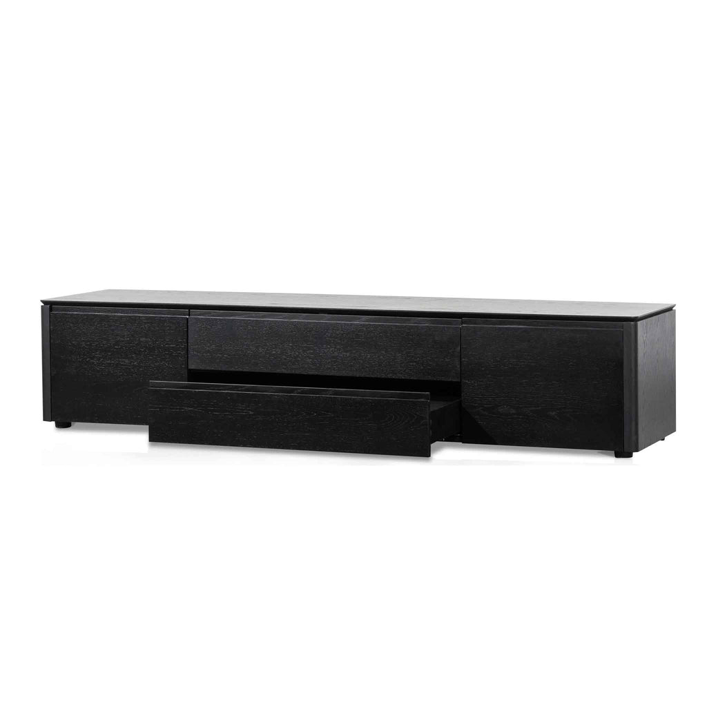 Palermo TV Entertainment Unit with Middle Drawer - Black Oak