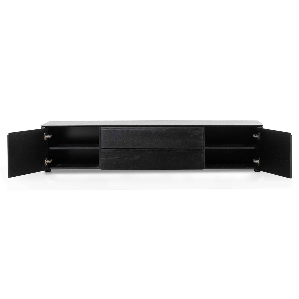 Palermo TV Entertainment Unit with Middle Drawer - Black Oak