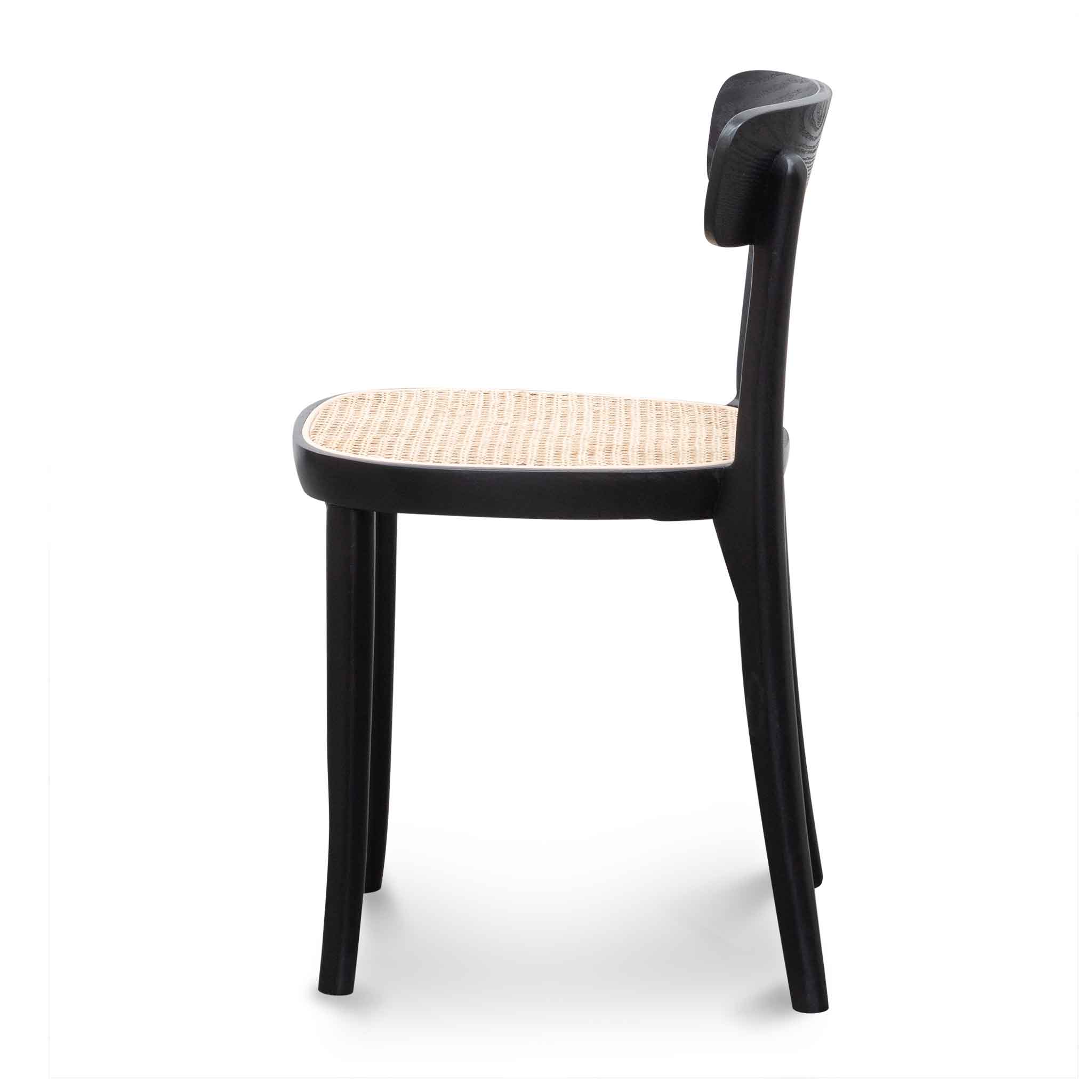 Rattan Verona Dining Chair - Black with Natural Seat (Set of 2)