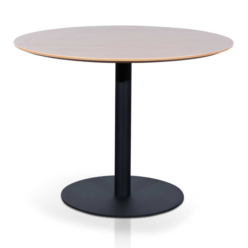 Round Office Siena Meeting Table - Natural with Black Base