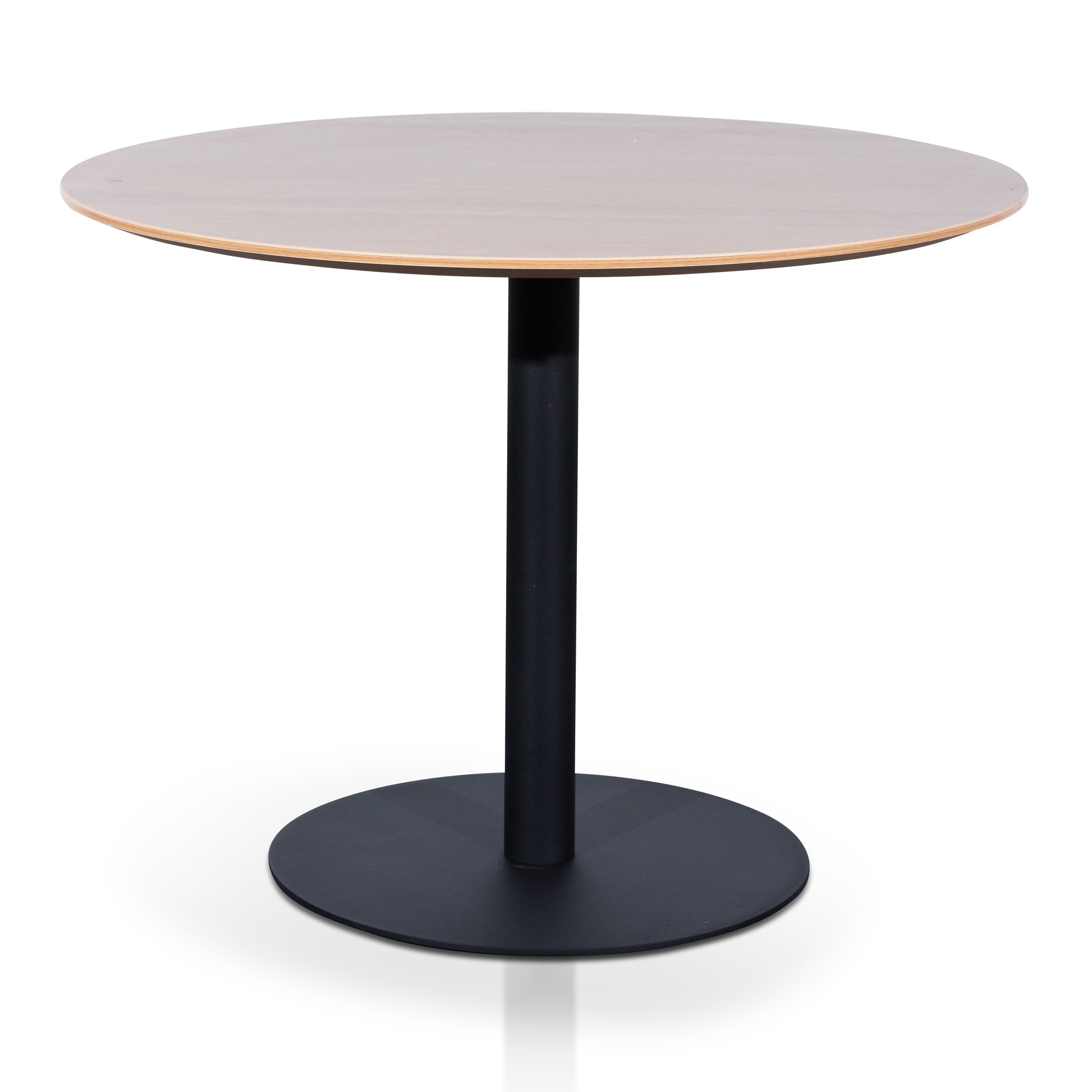 Round Office Siena Meeting Table - Natural with Black Base