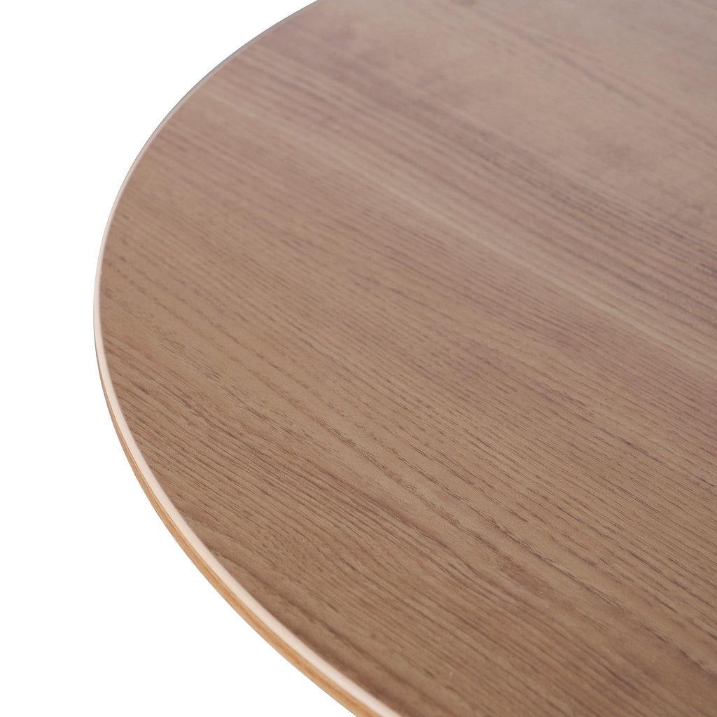 Round Office Siena Meeting Table - Natural with Black Base