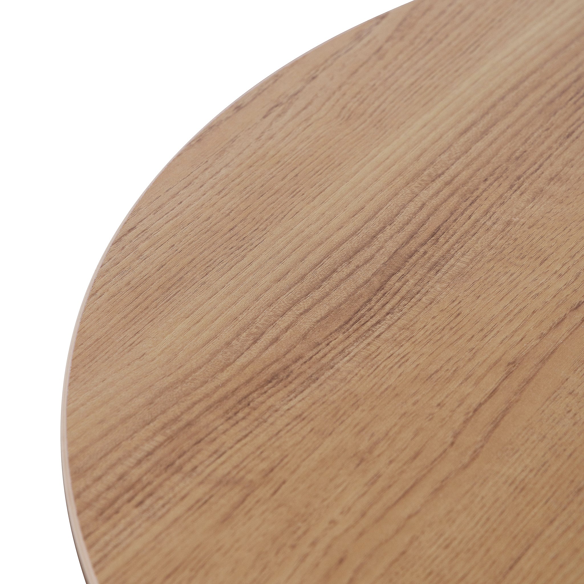 Round Office Siena Meeting Table - Natural with Black Base
