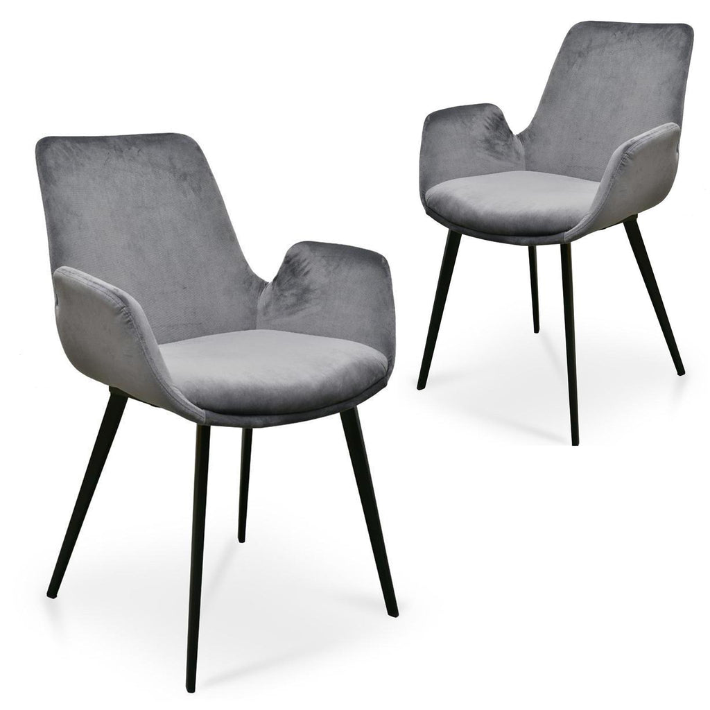 Verona Dining Chair - Dark Grey Velvet (Set of 2)