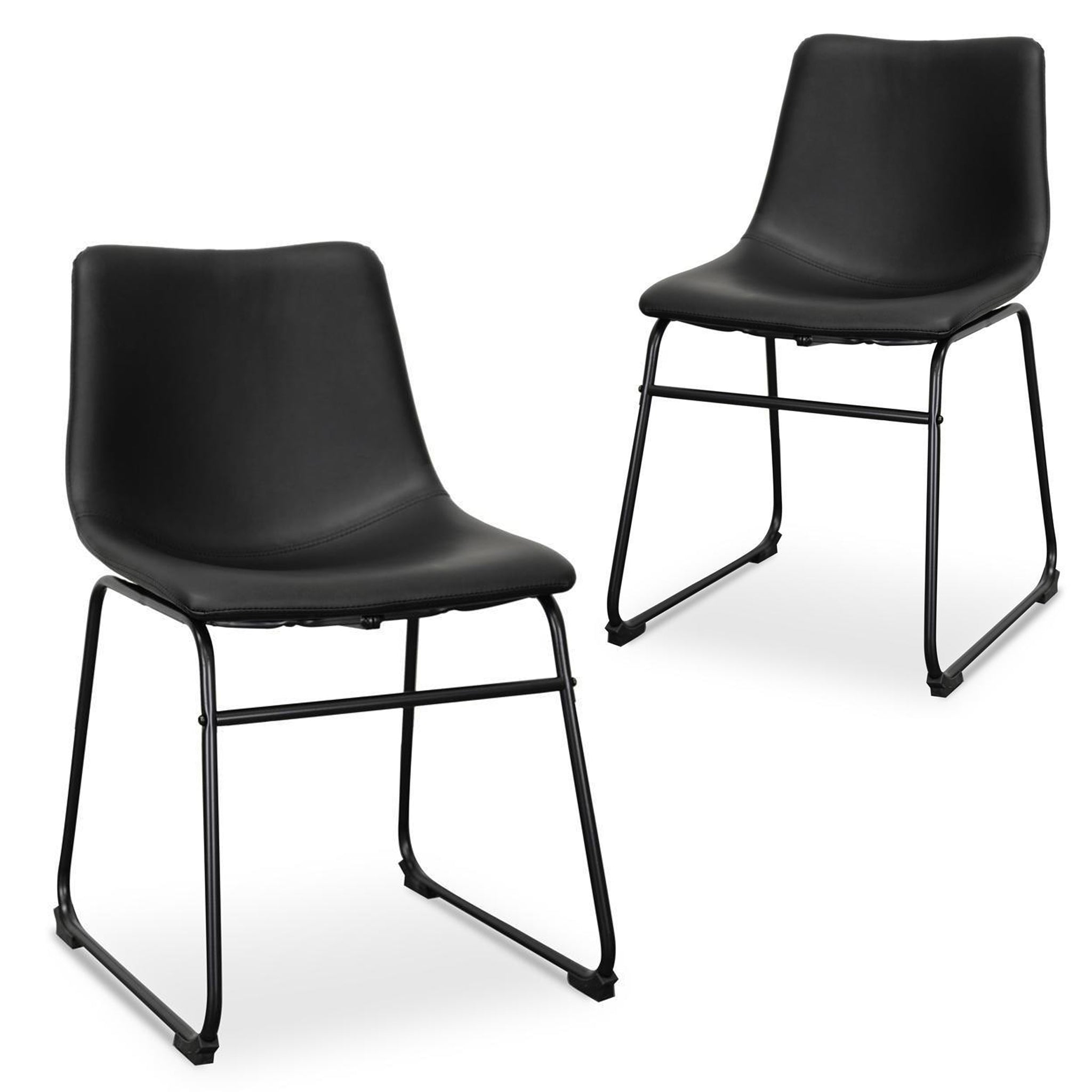 Industrial Verona Dining Chair - Black PU (Set of 2)