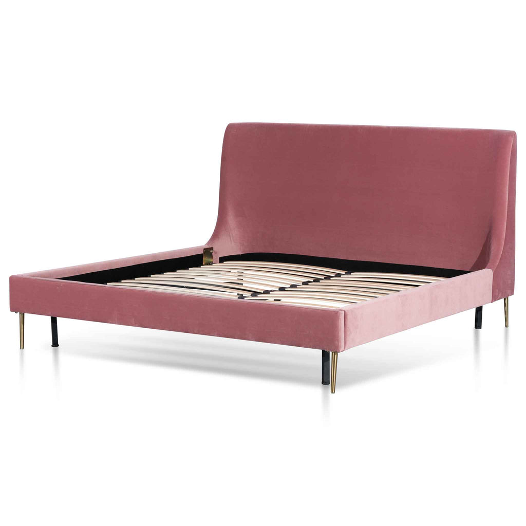 Queen Lazio Bed Frame - Blush Peach Velvet