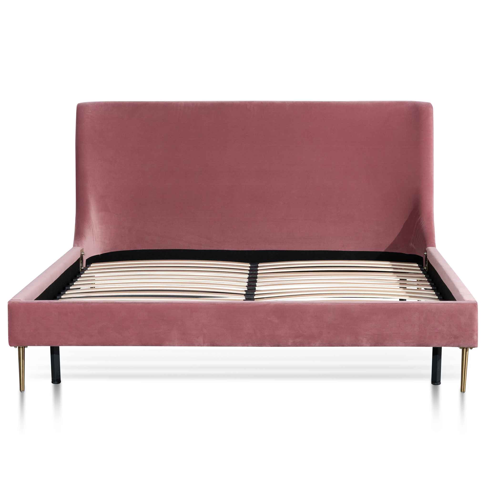 Queen Lazio Bed Frame - Blush Peach Velvet