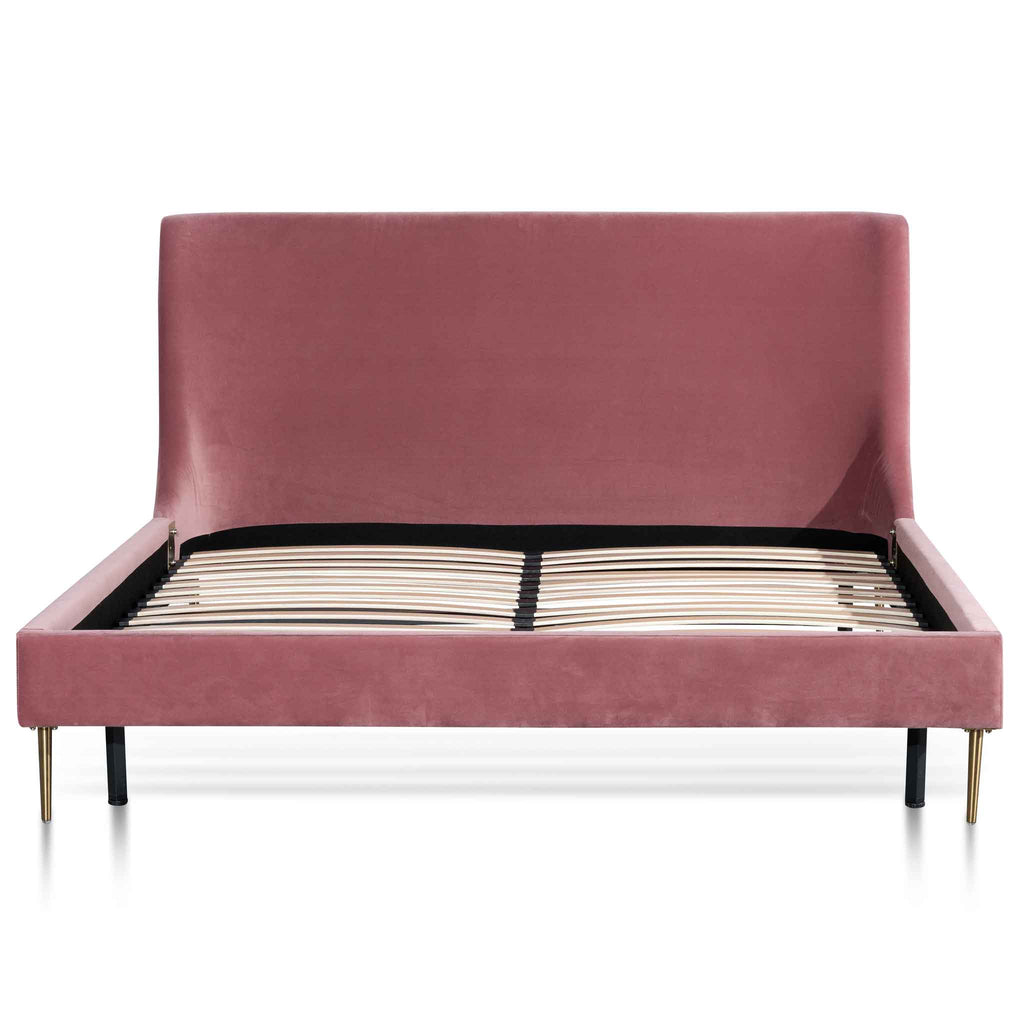 King Lazio Bed Frame - Blush Peach Velvet