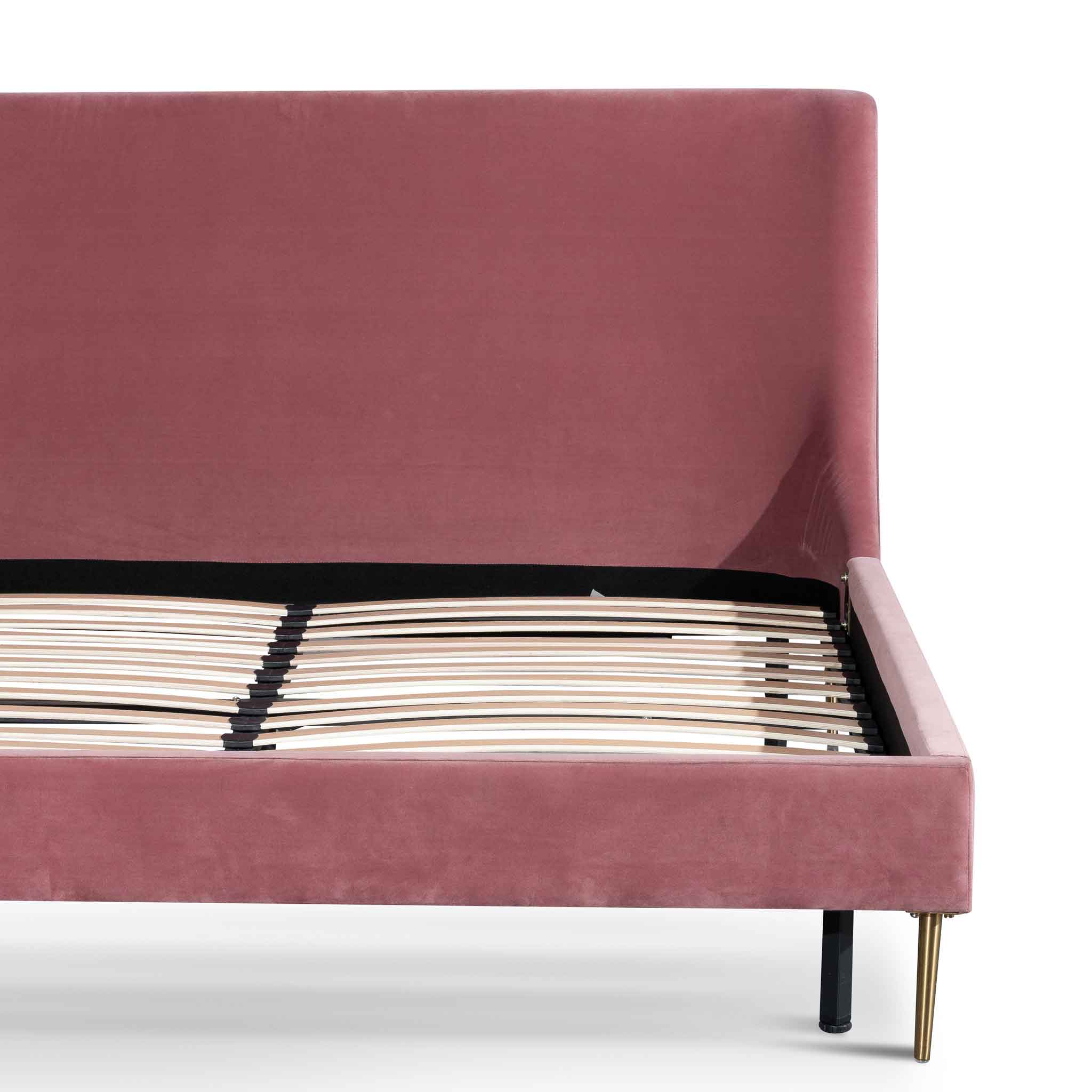 King Lazio Bed Frame - Blush Peach Velvet