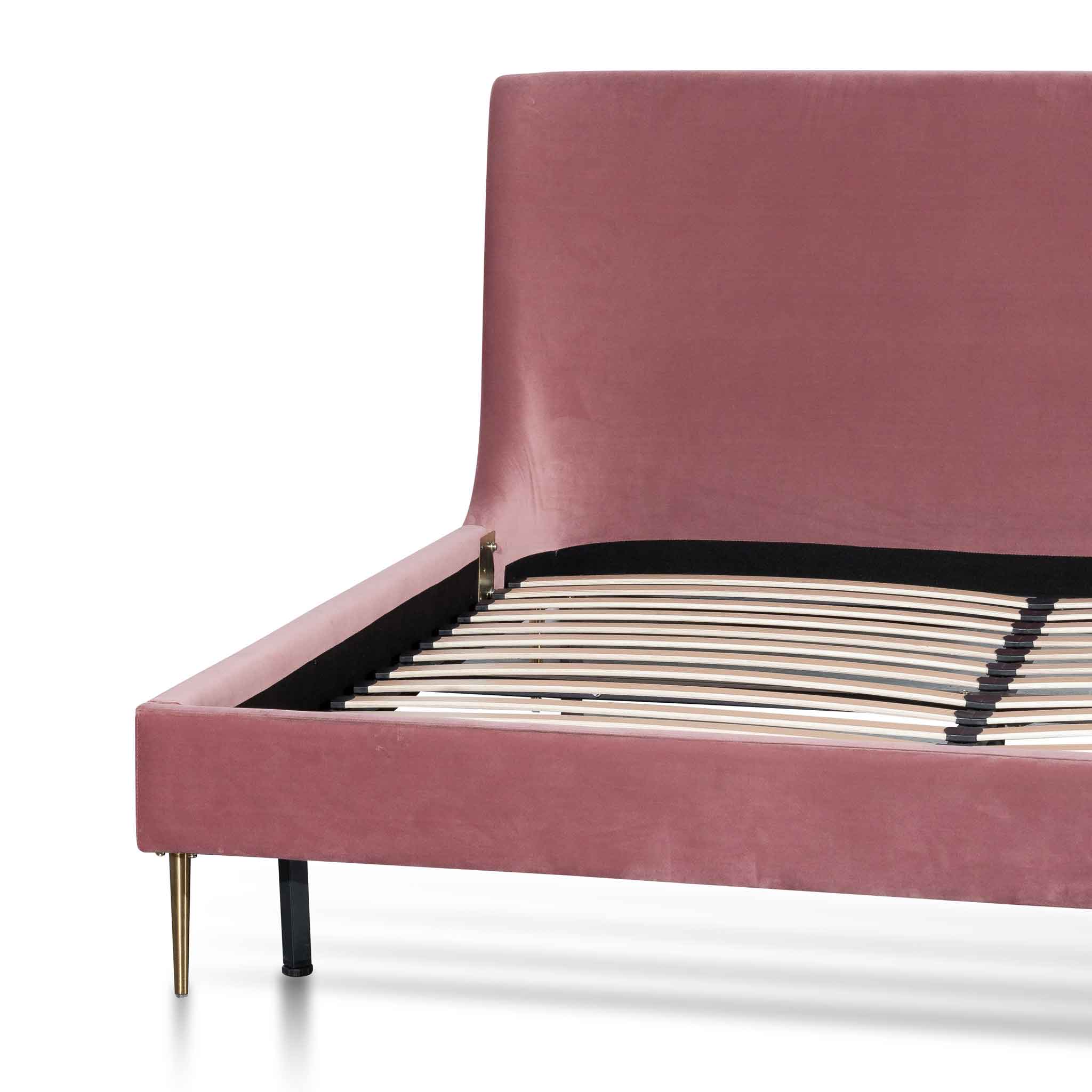 Queen Lazio Bed Frame - Blush Peach Velvet