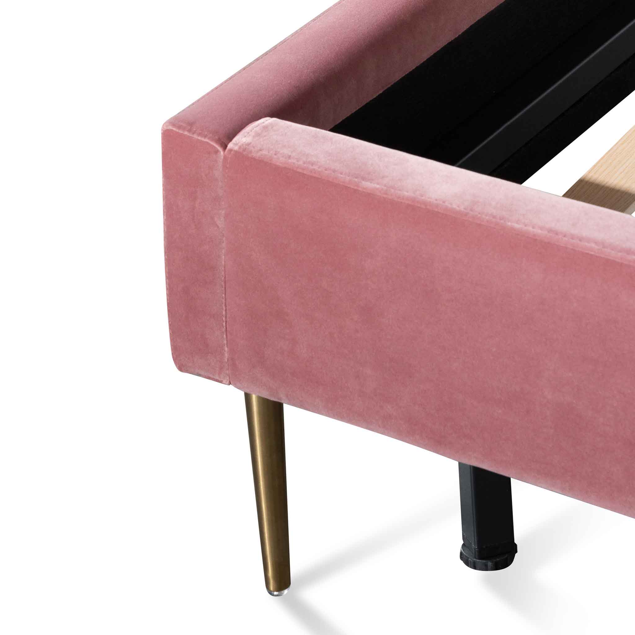 Queen Lazio Bed Frame - Blush Peach Velvet