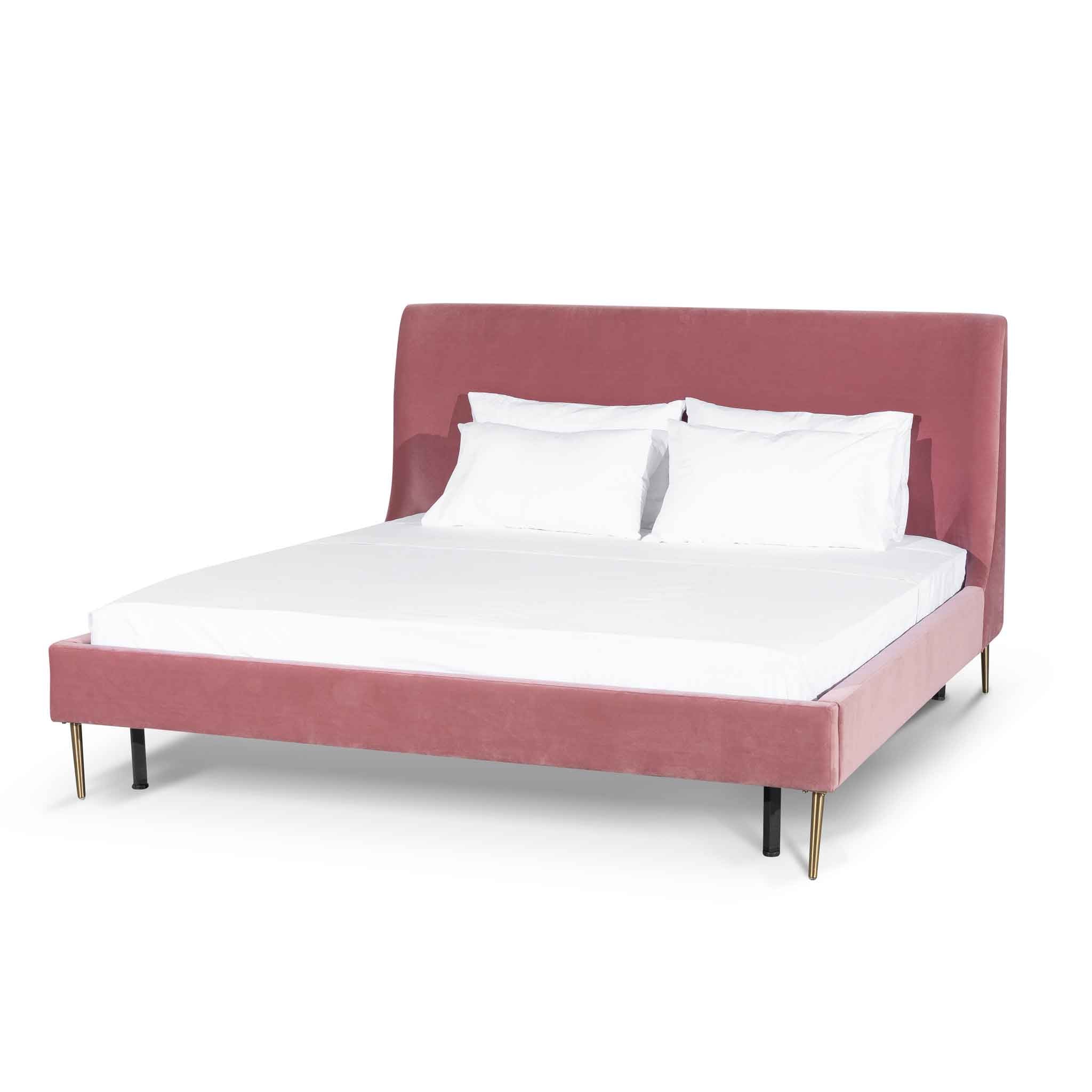 Queen Lazio Bed Frame - Blush Peach Velvet